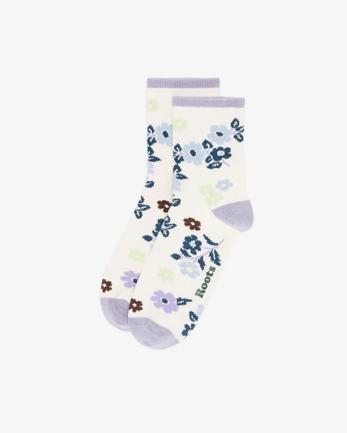 Adult Floral Print Quarter Sock Adult Floral Print Quarter Sock