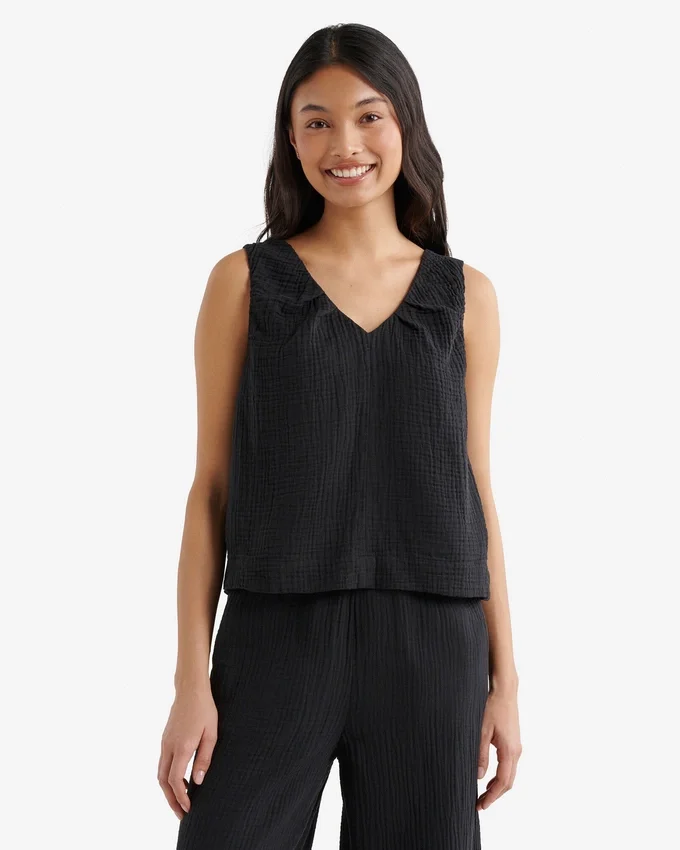 Isla Cotton Gauze Gathered Tank Isla Cotton Gauze Gathered Tank