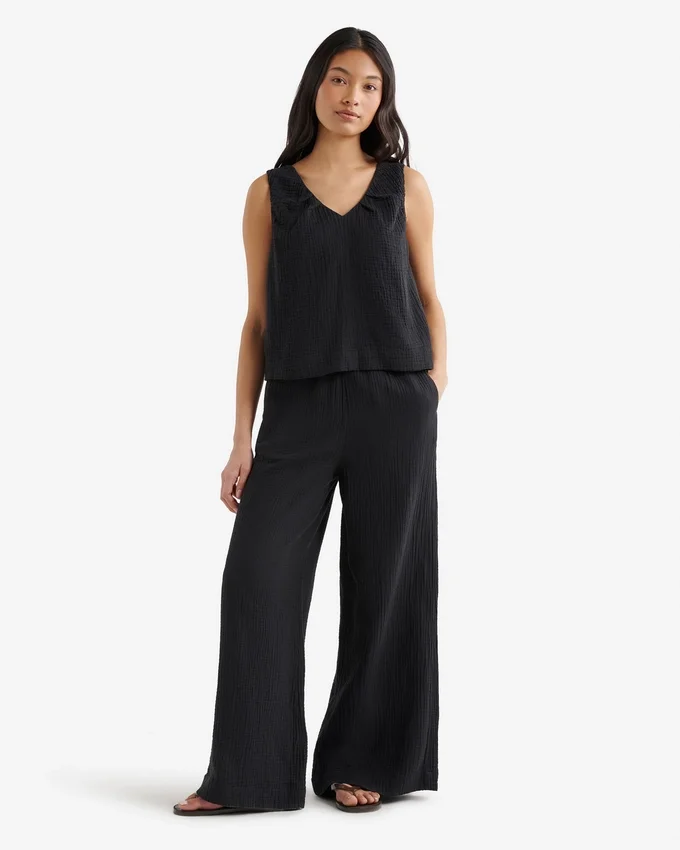 Isla Cotton Gauze Gathered Tank Isla Cotton Gauze Gathered Tank