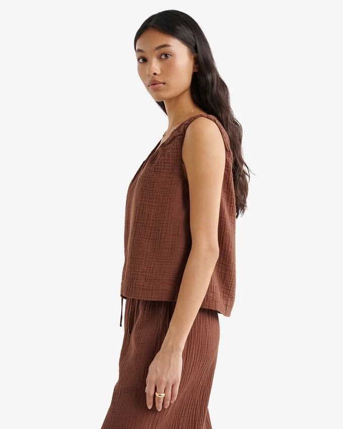 Isla Cotton Gauze Gathered Tank Isla Cotton Gauze Gathered Tank