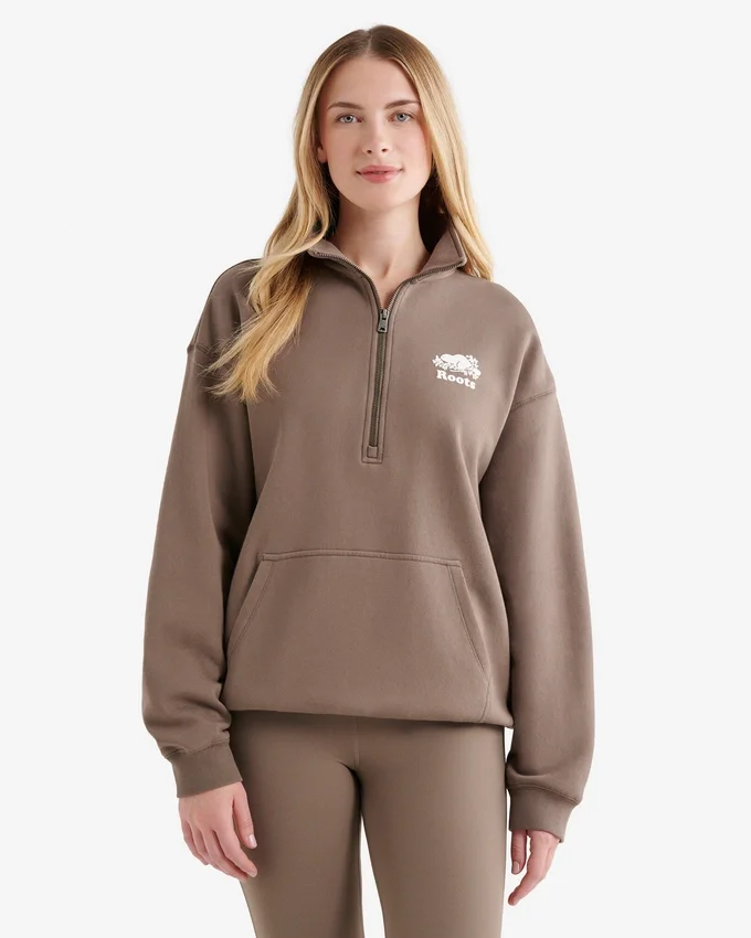 Organic Cooper Relaxed Quarter Zip Stein Organic Cooper Relaxed Quarter Zip Stein