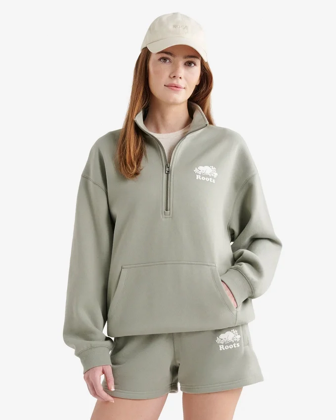 Organic Cooper Relaxed Quarter Zip Stein Organic Cooper Relaxed Quarter Zip Stein
