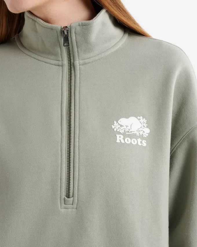Organic Cooper Relaxed Quarter Zip Stein Organic Cooper Relaxed Quarter Zip Stein