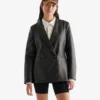 Womens Leather Double Breasted Blazer Womens Leather Double Breasted Blazer