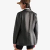 Womens Leather Double Breasted Blazer Womens Leather Double Breasted Blazer